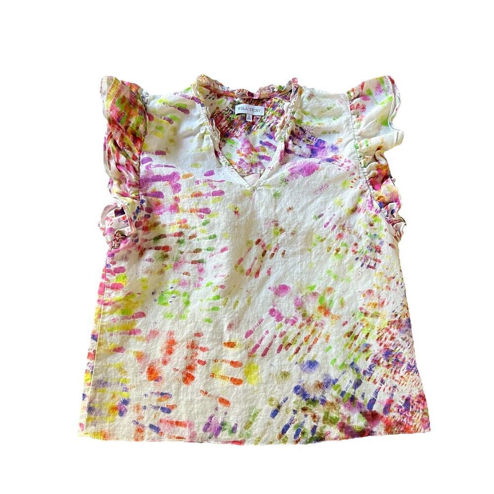 Willa Story Women’s Top‎ Large Linen Blend Tie Dye